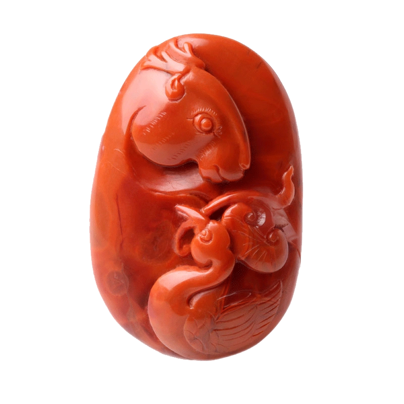 中国　赤瑪瑙彫刻　鉢　M　R4155 中国 赤瑪瑙彫刻 鉢 M R4155 彫刻/オブジェ