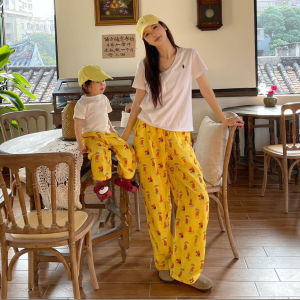 
Men's and women's trousers spring and summer thin children's anti-mosquito trousers pure cotton baby straight wide-leg pants Western style parent-child suit