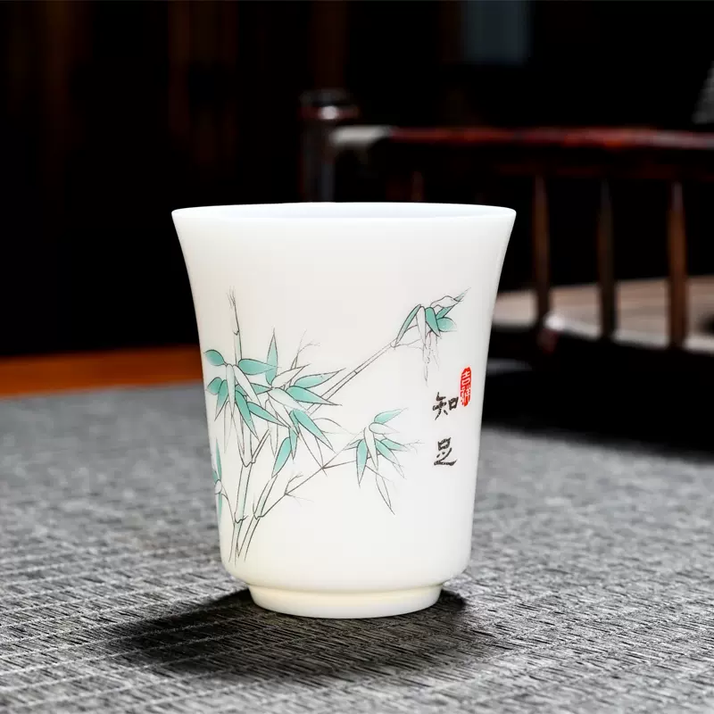 100ml大号茶杯普洱红茶品茗杯功夫茶具家用羊脂玉单杯主人杯茶盏 100ml大号茶杯普洱红茶品茗杯功夫茶具家用羊脂玉单杯主人杯茶盏