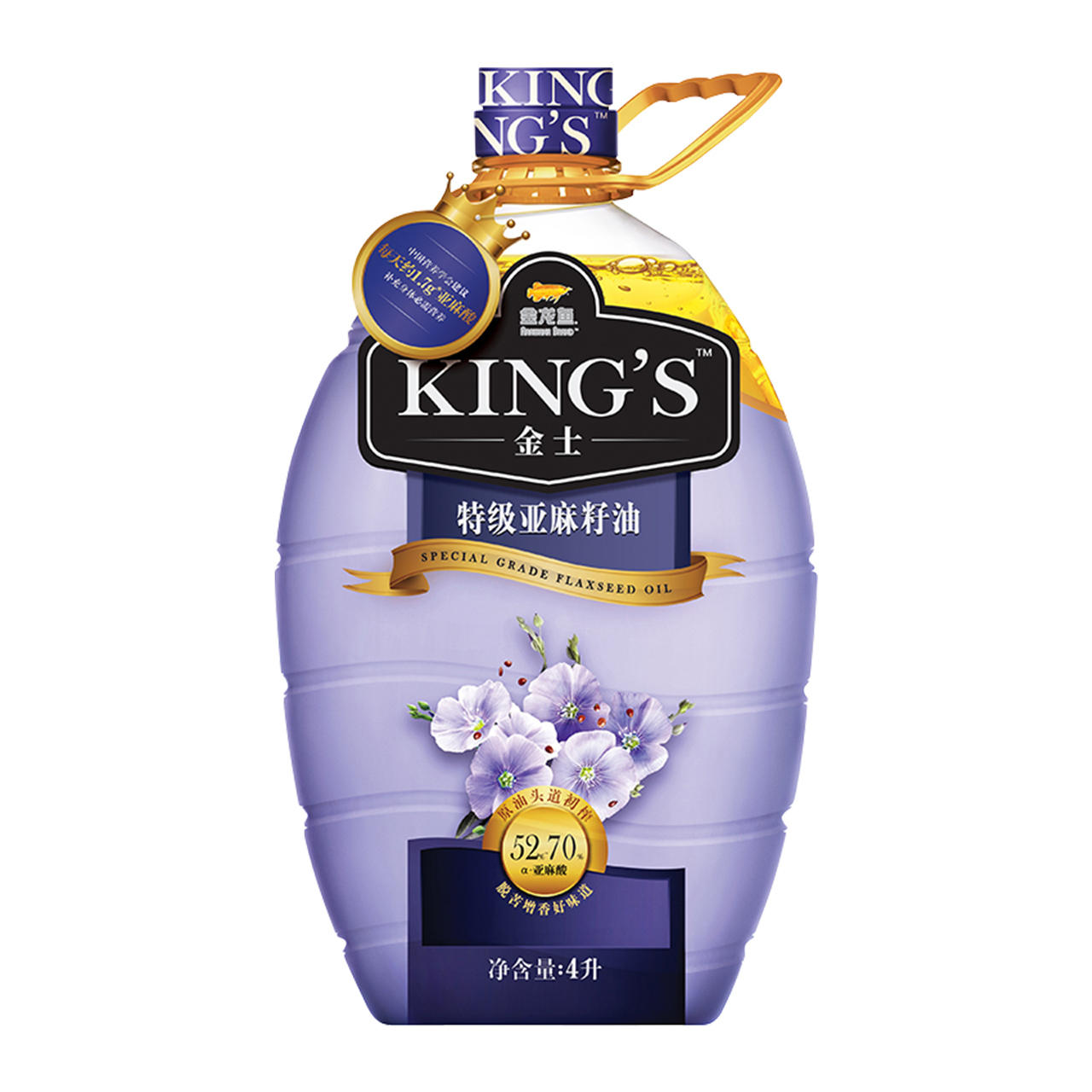 金龙鱼KING'S特级亚麻籽油4L高亚麻酸宝宝辅食 76元（84元，返8元超市卡） 