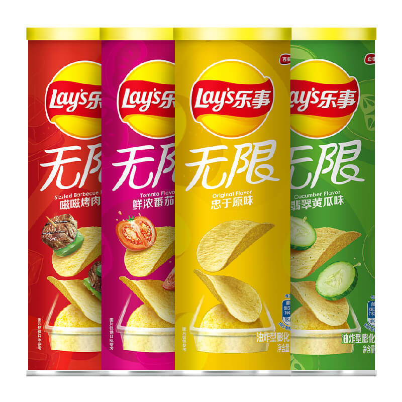Lay’s/乐事 无限罐装薯片（经典三连罐/黄瓜）104g×4罐  21.8元