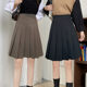 Large size pleated skirt skirt mid skirt women fat mm spring and summer extended college short skirt versatile pear-shaped slim A-line skirt

