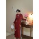 Red Butterfly New Chinese Red Embroidery Butterfly Jacquard New Chinese Cheongsam Dress Large Size Fat mm