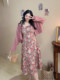 Large size fat mm French retro corduroy suspender skirt + knitted cardigan two-piece set 200Jin [Jin equals 0.5kg]