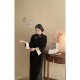 Gold silk embroidery original design new Chinese chenille large size fat mm slimming cheongsam dress for women