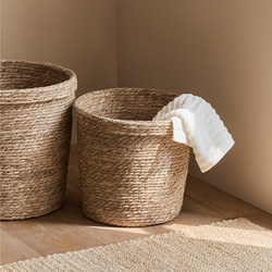 Japanese-Style Rattan Straw Laundry Basket for Home Use, Woven Laundry Hamper, Storage Basket