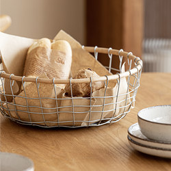 Shangshang Home Iron Wire Rattan Woven Storage Basket Iron Art Snack Bread Fruit Storage Basket Living Room Storage Box