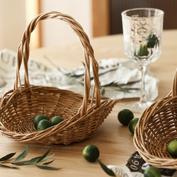 Flower Basket, Straw Woven, Rattan Woven, Handmade Woven Flower Arrangement Basket, Hand-Held Storage Basket, Bamboo Woven Fruit Picking Basket