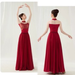 Chinese Dance Ballet Practice Clothes for Girls, Gymnastics Leotard, Long-Sleeved High-Neck Aerial Yoga Suit