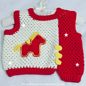
DIY pony vest, men's and women's baby sweaters, high-end woven material package, combed cotton crocheted parent-child vest