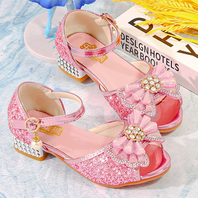 2025 summer new style girls high heel sandals princess shoes fish