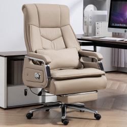 Genuine Leather Executive Chair, Reclining Lunch Break Office Chair, Study Swivel Chair, Computer Chair, Comfortable Home Chair, Business Executive Chair
