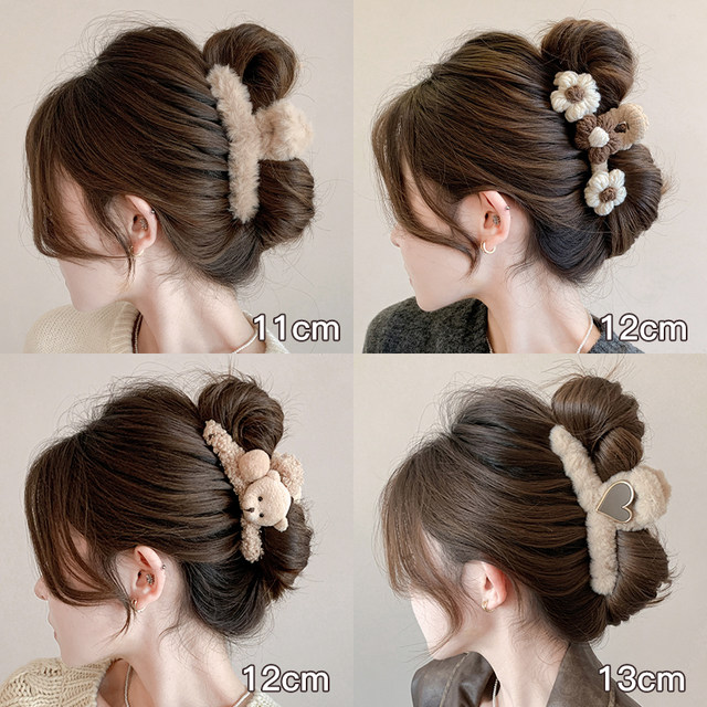 High-end large hair clip for women 2025 new plush shark clip back of the head hair clip disc hair clip headwear