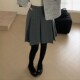 Korean polka dot wool pleated skirt mid-skirt autumn and winter large size small high-waisted versatile slim A-line skirt