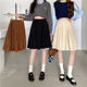 Large -size retro core velvet pleated skirt women's middle long spring and autumn cover A -line skirt design sensor velvet skirt