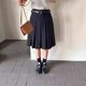 Large size retro I-shaped pleated skirt mid-length autumn new student hip-covering extended version high-waisted slim skirt
