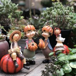 American Country Style Little Boy and Girl Elf Garden Decorations Courtyard Home Farm Ornaments Flower Stand Landscaping Gardening