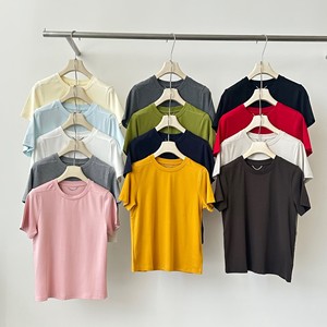 
Zhuowa Z2086 summer Korean style loose large size casual lazy fat mm round neck simple and versatile right shoulder short-sleeved T-shirt