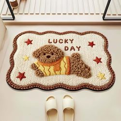 5D Effect Imitation Wool Woven Diatom Mud Thickened Water-Absorbent Non-Slip Bathroom Floor Mat Bathroom Toilet Door Mat