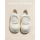
Genuine leather bread shoes and white shoes for women 2025 spring versatile thick sole height-enhancing lace-up casual shoes shoes