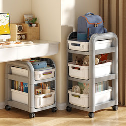 Bookshelf, Movable Book Bag Storage Rack, Small Trolley, Book Storage Rack, Multi-Layer Under-Desk Cabinet with Wheels for Home Use