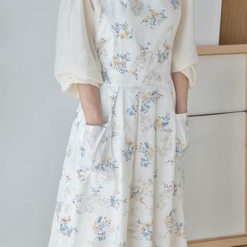 
Foreign trade pure cotton floral apron anti-oil pollution gardening flower arrangement literary pastoral style apron work clothes long H all-inclusive