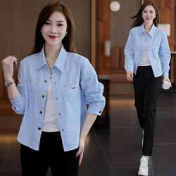 Pure Cotton Shirt Jacket for Women, Petite Short Top Shirt, 2026 Spring and Autumn Original Age-Reducing Fashion Shirt for Women