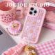 
JOEJOE original button bear suitable for Apple17Pro Apple iphone17proMax mobile phone case 16Pro new female 15 magnetic stand protective shell 14/14 mobile phone case plaid cute