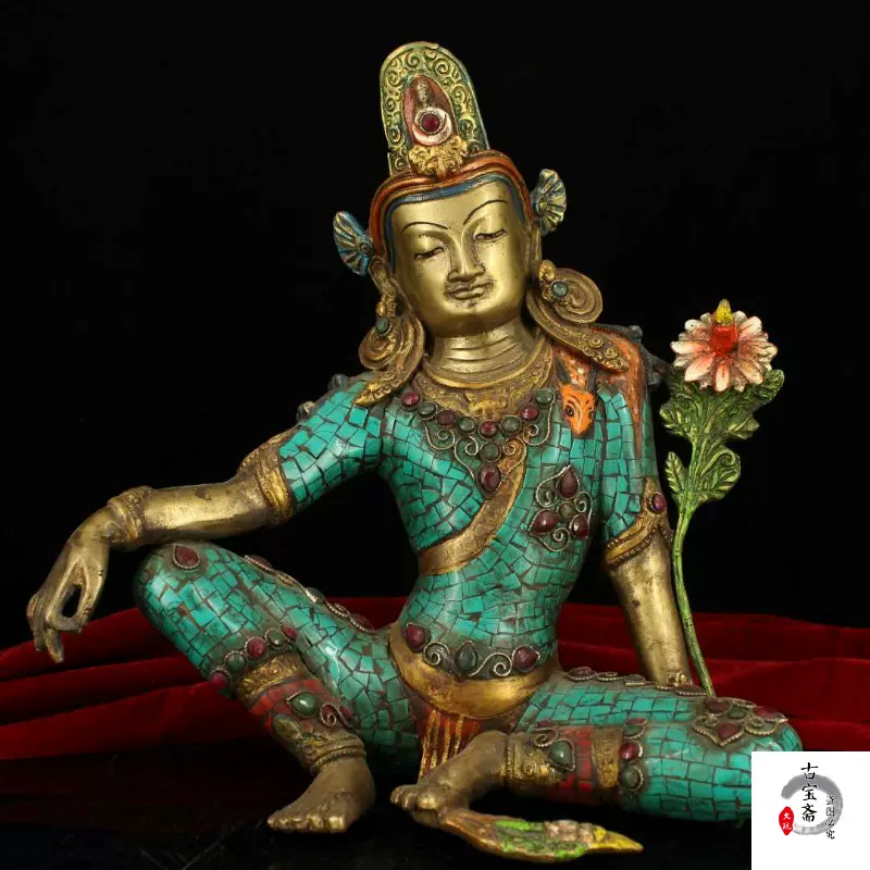 舊藏老紫銅鎏金坐蓮觀世音菩薩佛像大明永樂年施觀音菩薩