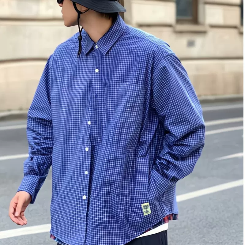 Beams SSZ DABURI SHIRTS 条纹衬衣 格子衫 尖领单排扣长袖男衬衫-Taobao