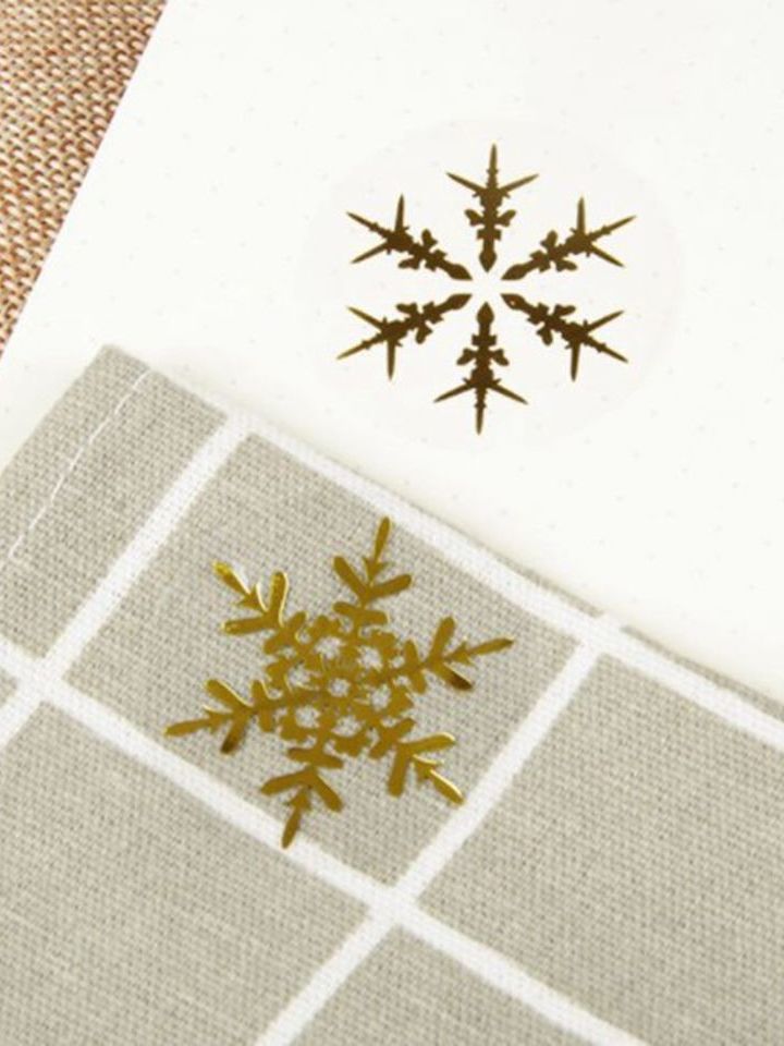 透明烫金雪花图案礼品包装封口贴圣诞贴纸