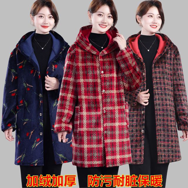Oversized velvet thickening autumn and winter anti-fouling and dirt-resistant plus fat oversized overalls coat hooded apron anti-fouling jacket