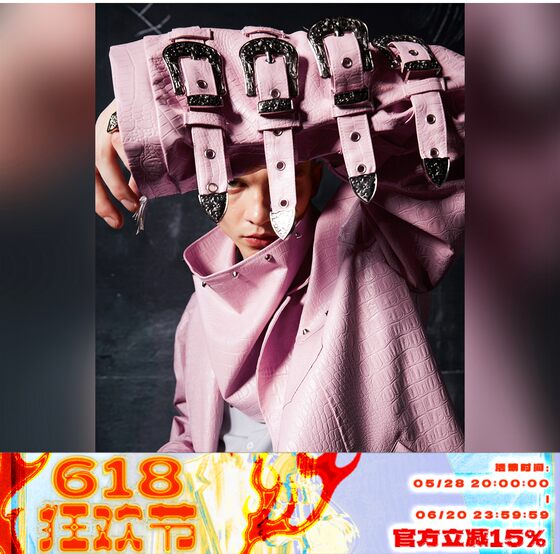 Me3hchain double -color heavy industry metal buckle scarf pioneer original design male and female long leather jacket outside
