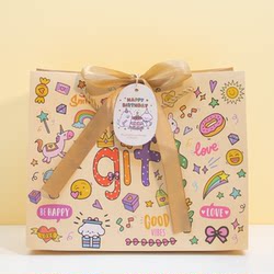 High-End Bags, Gift Bags, High-Quality Birthday Gift Packaging Bags, Graffiti Cartoon Kindergarten Tote Paper Bags, Large