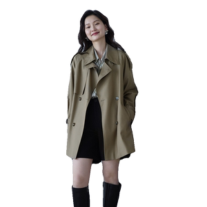 
Jiajuly's new spring and autumn mid-length trench coat for women's British small top coat short trench coat casual