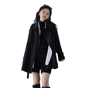 Jiazhuli Spring and Autumn New Small Short Windbreaker Coat Women's English Style Casual Top Coat Medium Long
