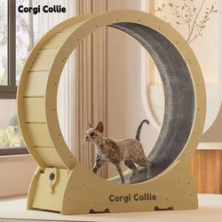 Corgi Collie Cat Treadmill Silent Cat Running Wheel Solid Wood Exercise Fitness Pet Cat Climbing Frame Cat Roller