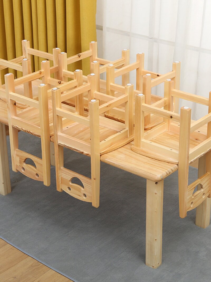 Solid Wood Kids Table and Chair Set - Early Education Study Desk