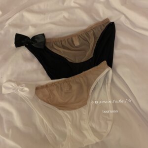 Tearosee autumn butterfly sexy pure desire cute ice silk bow comfortable low waist triangle pants female
