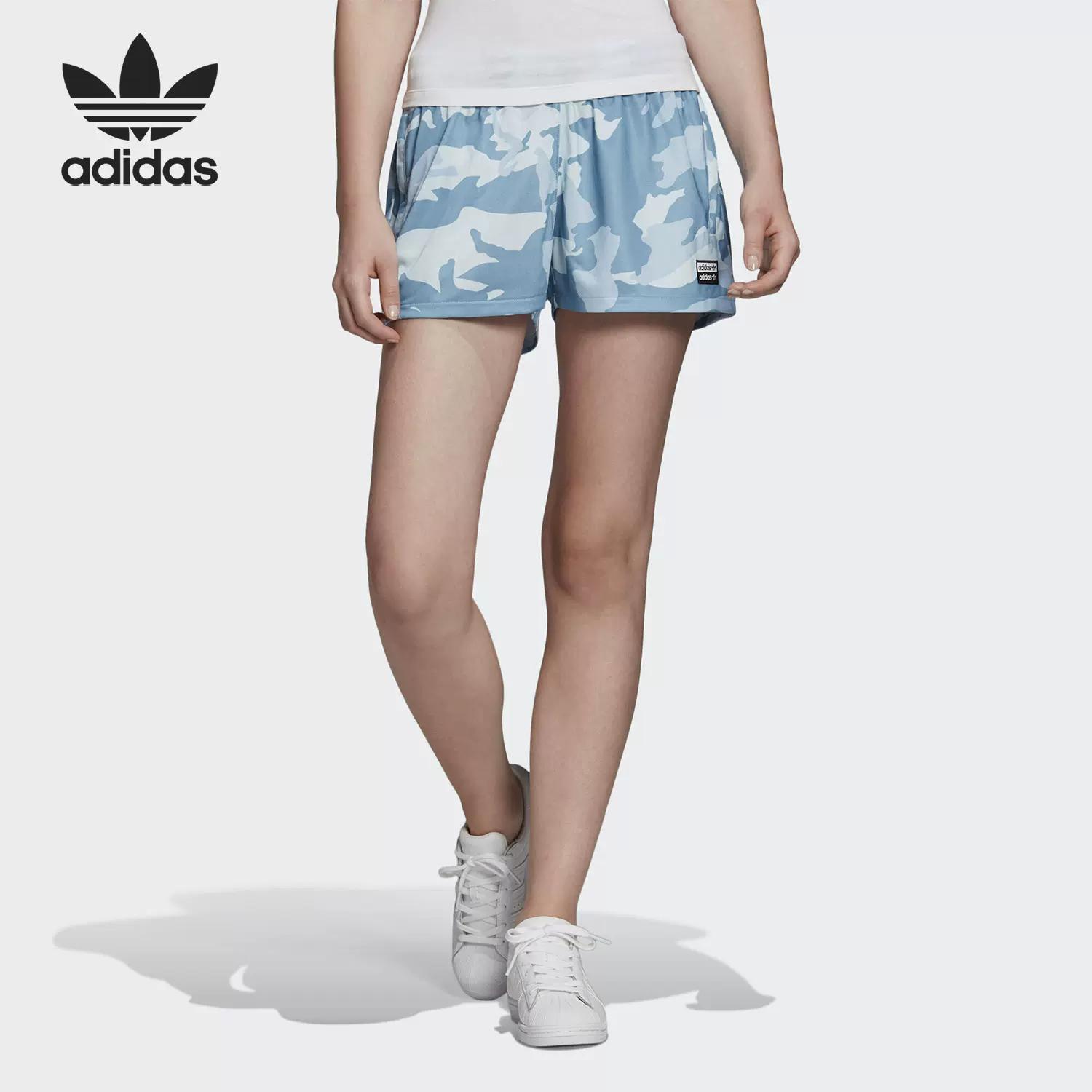 Adidas/阿迪达斯正品2021夏季新款女子三叶草迷彩运动短裤FM2496-Taobao