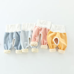 Open crotch high waist boneless cotton pants with thick fleece