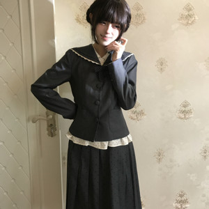 
Summer and wind chimes, silver sugar, original design, sailor collar, polka dot, college daughter-in-law lace suit