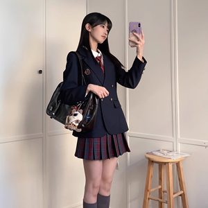 
Summer Wakama Takashi Sakihara Original JK Western-style uniform plaid skirt suit Academy style waist-hugging suit
