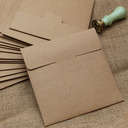 Blank Kraft Paper Thick Cardstock Square Vintage Envelopes for Cds, Scarves, Keychains, Id Cards, Photos, Etc. Insert Envelopes