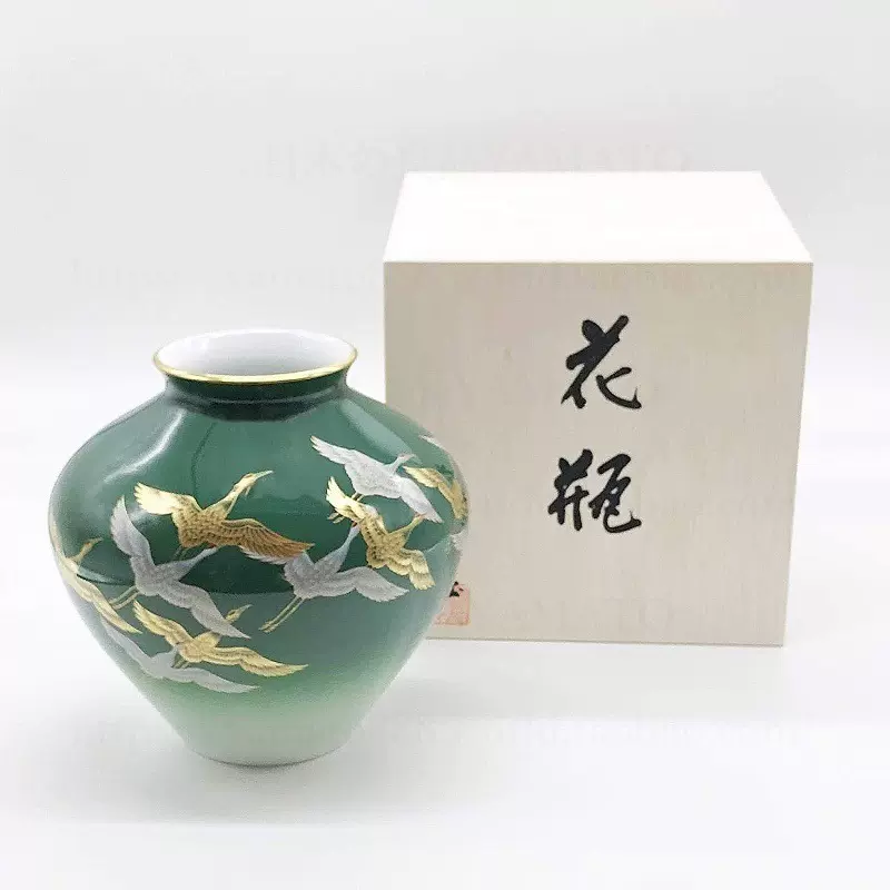 香籣社(香兰社)鶴の舞陶瓷花瓶高21cm 1141-NB7-Taobao