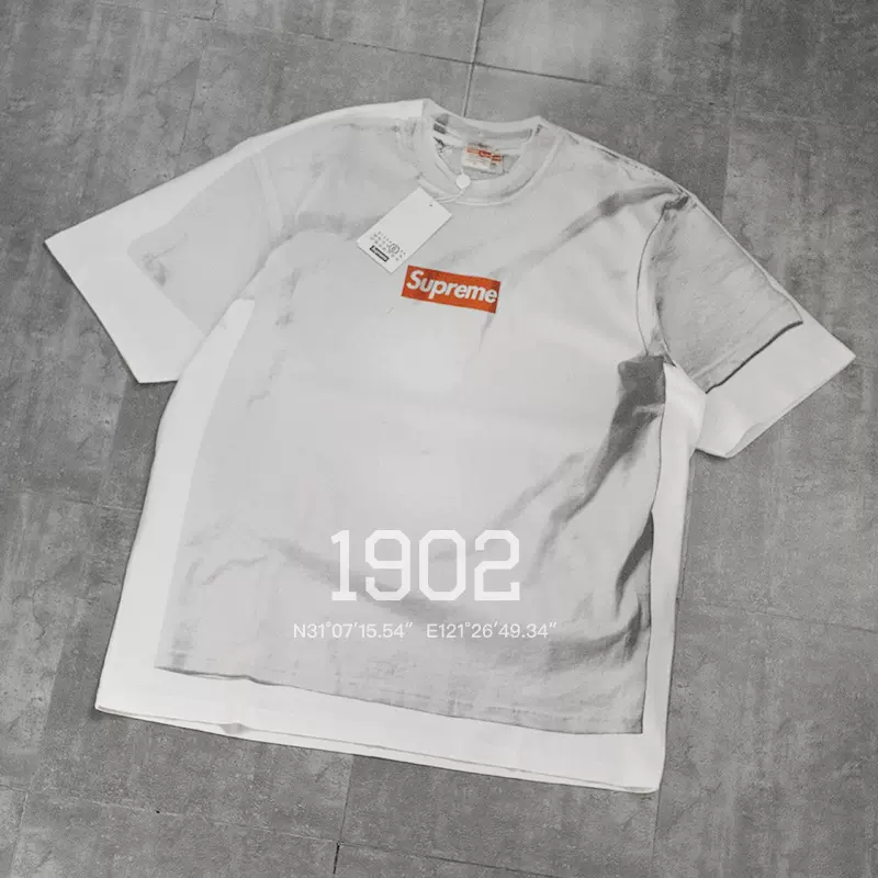 现货Supreme x MM6 Maison Margiela 24SS 联名Box Logo 短袖Tee-Taobao