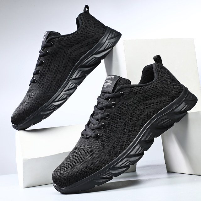 Anni summer black work shoes for men, lightweight breathable mesh soft ...