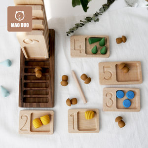 
Montessori early education enlightenment educational toys log unpainted kindergarten children open ten array calculation SY