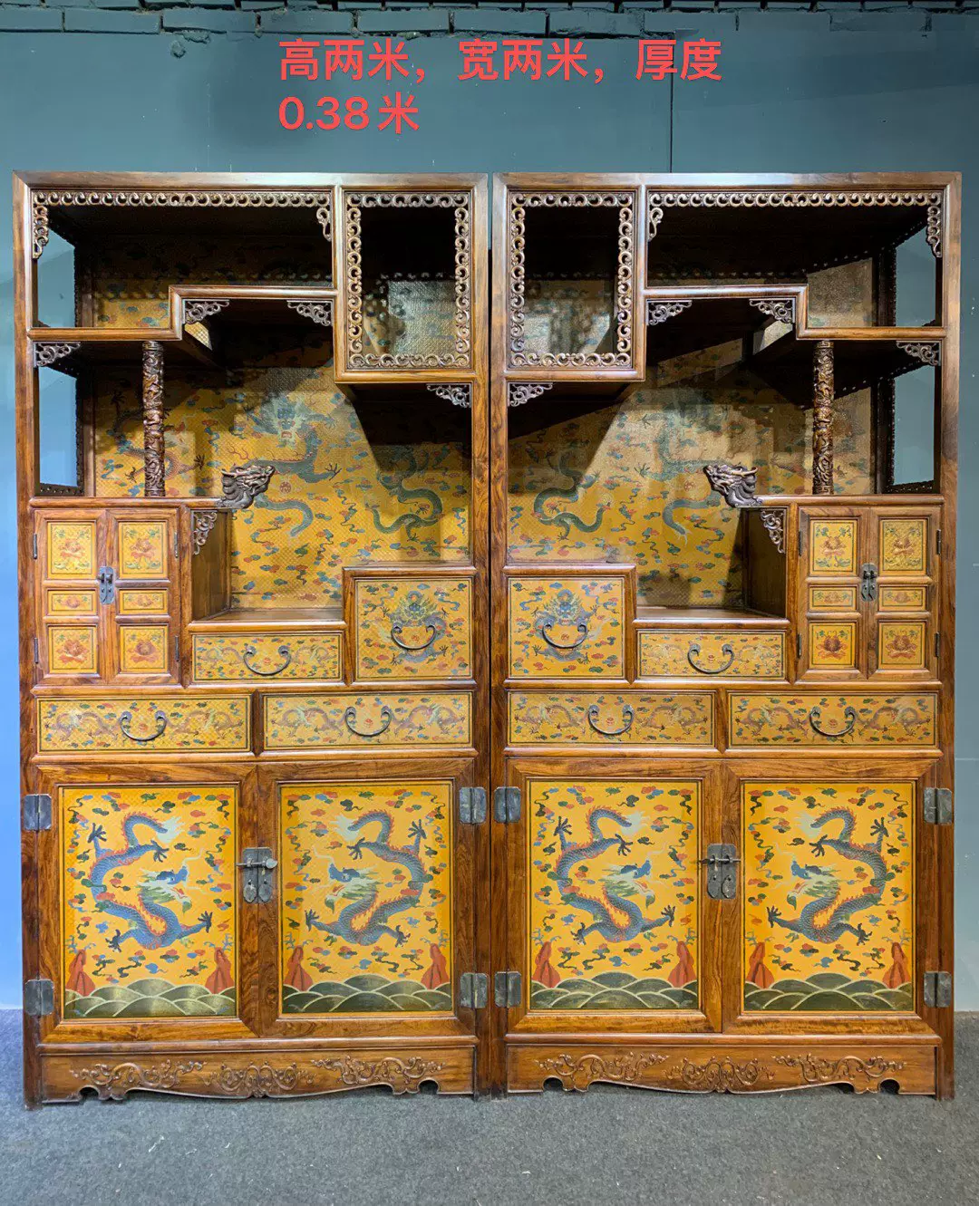 精品紫檀木大号屏风宝座四件套，全榫卯结构，选料厚重明清古典