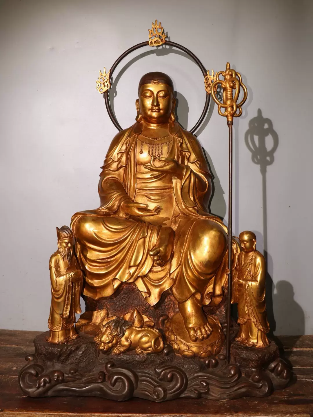 旧藏 古銅細工製 景泰藍 絲 釋迦牟尼佛 古仏像 置物 擺件 重4060g 舊藏老北京銅胎手工景泰藍觀音菩薩佛像觀世音菩薩佛像